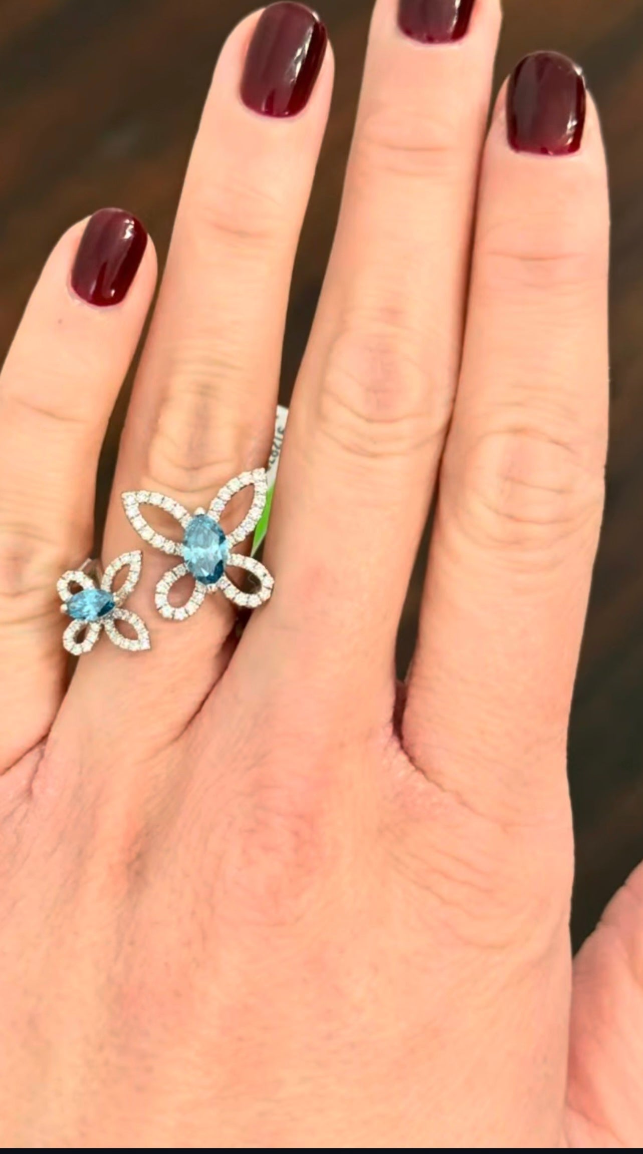 White Gold Blue Marquise Lab Diamond Ring