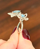 White Gold Blue Marquise Lab Diamond Ring