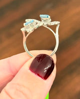 White Gold Blue Marquise Lab Diamond Ring