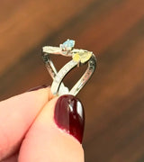 White Gold Yellow & Blue Pear Shape Diamond Lab Ring
