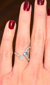White Gold White & Blue Pear Shape Ring