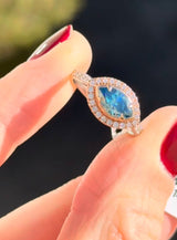 Blue Marquise Lab Diamond Ring