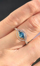 Blue Marquise Lab Diamond Ring