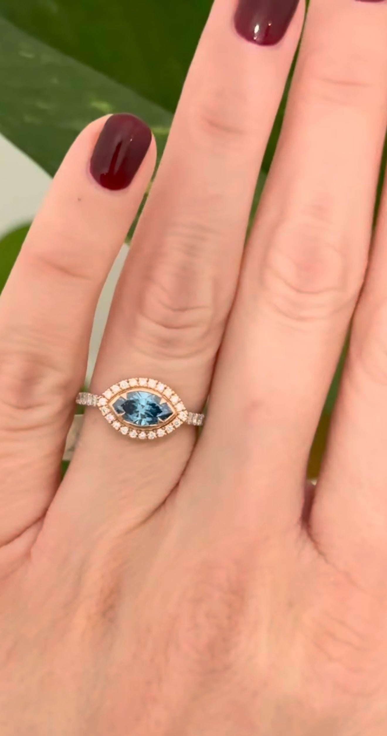 Blue Marquise Lab Diamond Ring