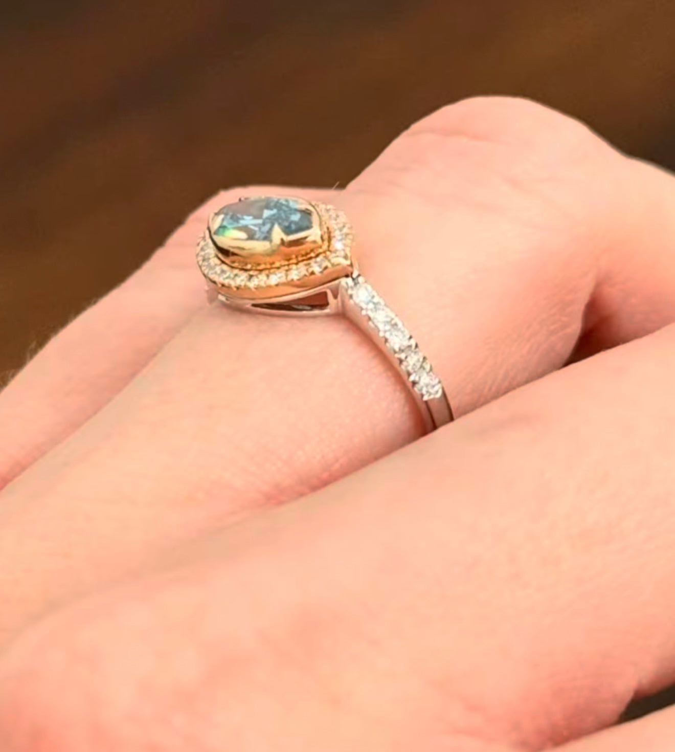 Blue Marquise Lab Diamond Ring