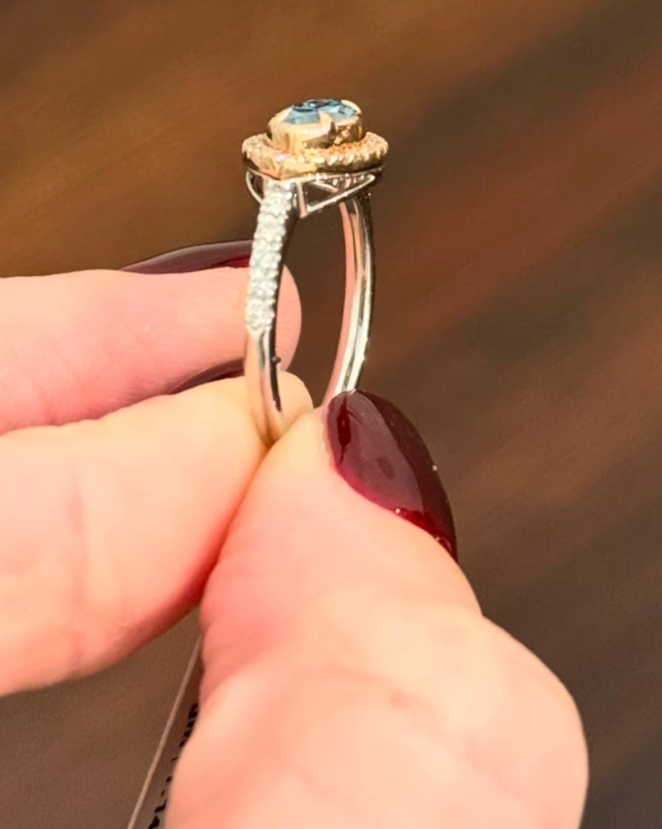 Blue Marquise Lab Diamond Ring