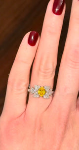Yellow Oval & White Trillion Lab Diamond Ring