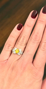 Yellow Oval & White Trillion Lab Diamond Ring
