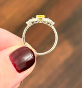 Yellow Oval & White Trillion Lab Diamond Ring