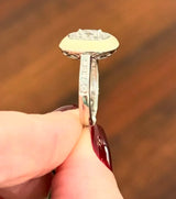 White Gold Enamel Cushion & Round Lab Diamond Ring