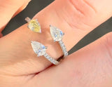 Yellow & White Pear Shape Lab Diamond Ring
