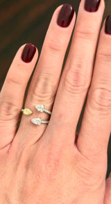 Yellow & White Pear Shape Lab Diamond Ring