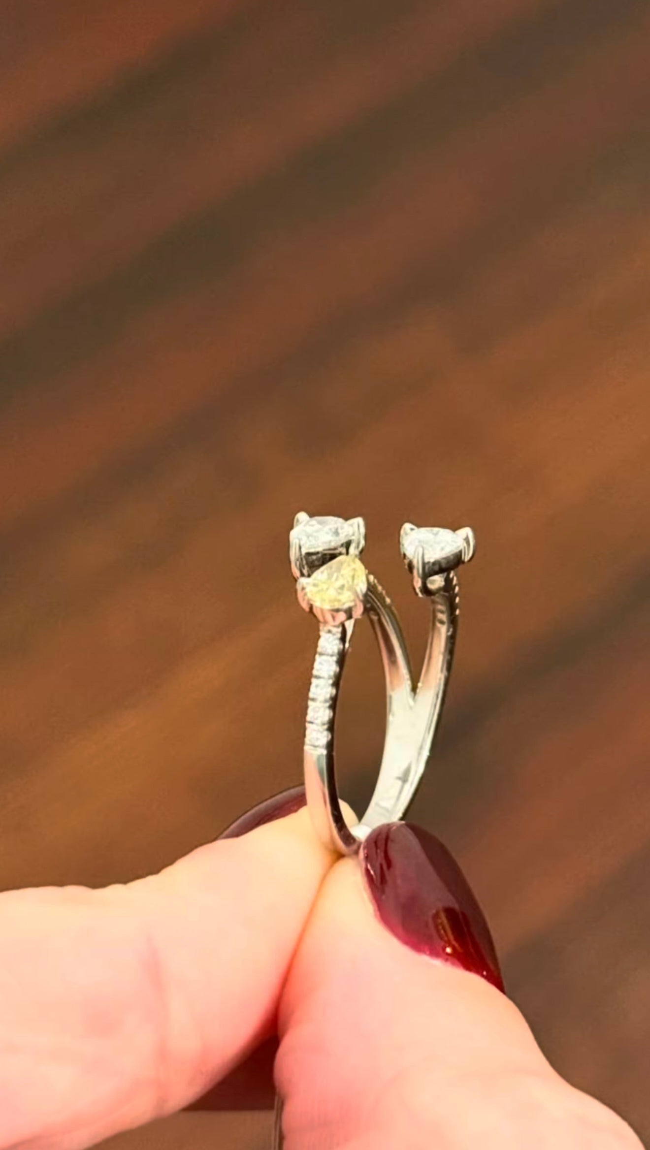 Yellow & White Pear Shape Lab Diamond Ring