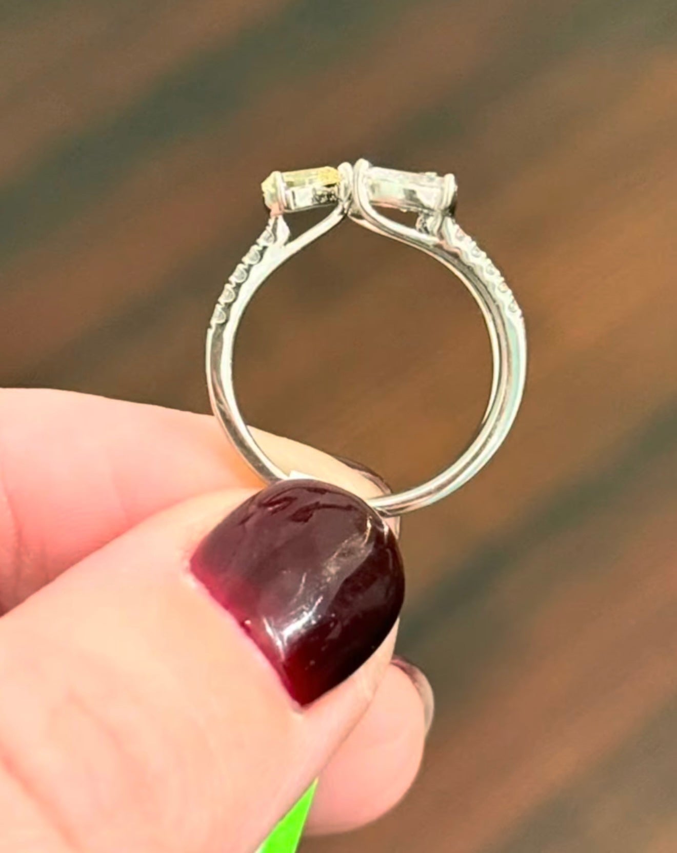 Yellow & White Pear Shape Lab Diamond Ring