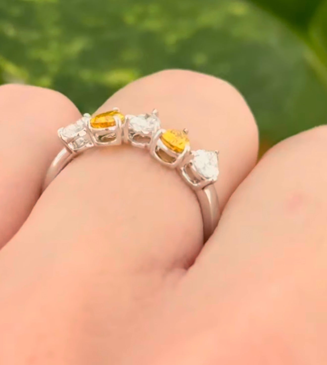 Yellow & White Pear Shape Lab Diamond Ring