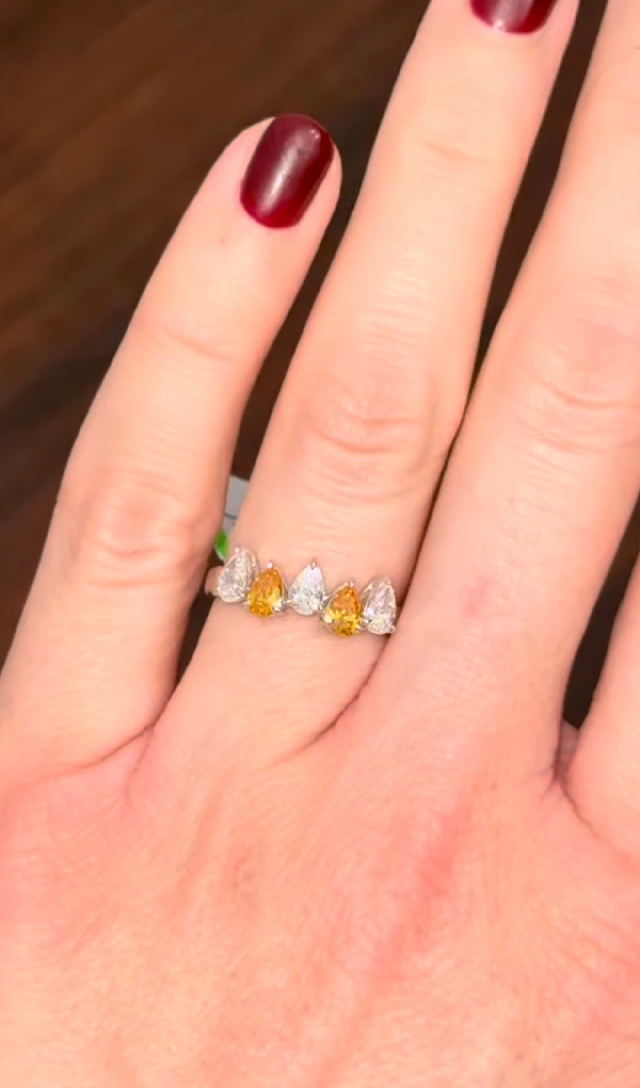 Yellow & White Pear Shape Lab Diamond Ring