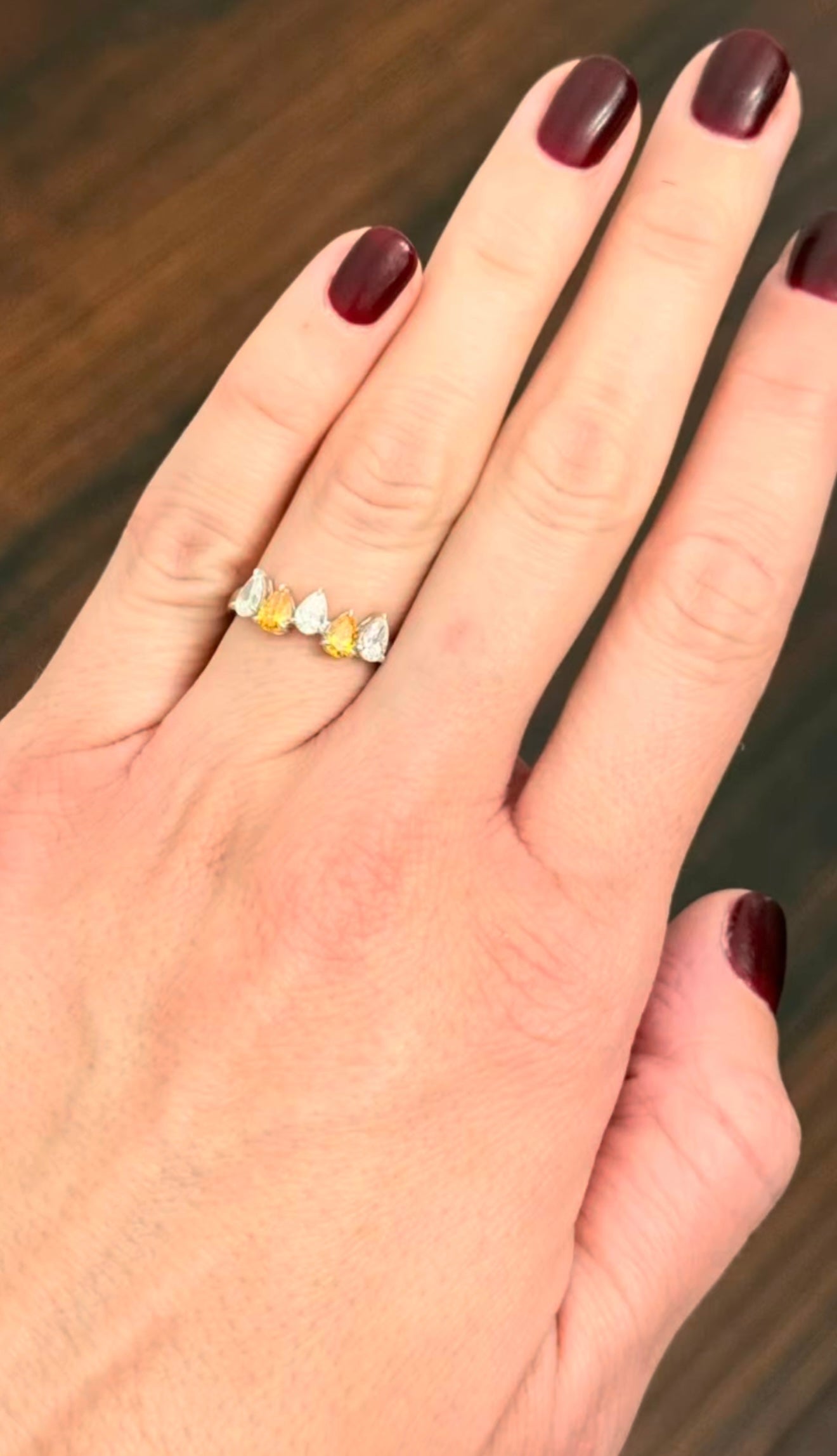 Yellow & White Pear Shape Lab Diamond Ring
