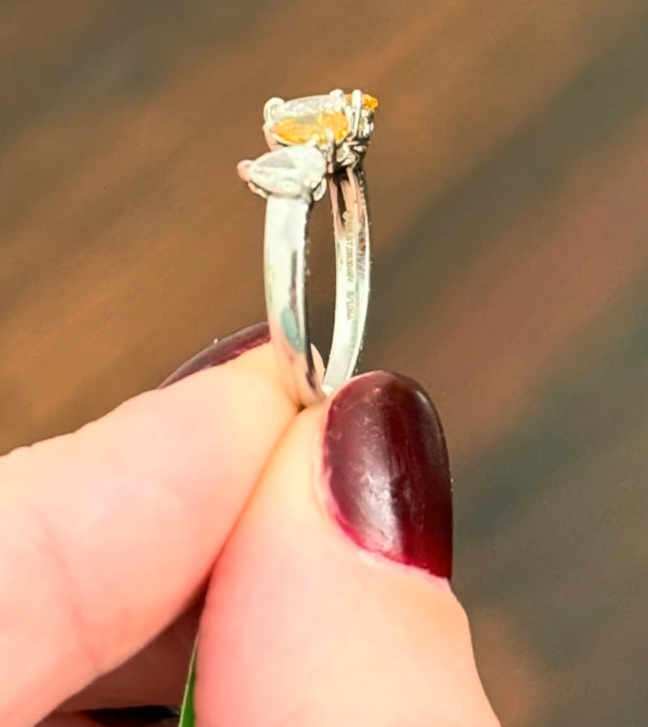 Yellow & White Pear Shape Lab Diamond Ring