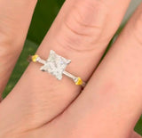 Princess Cut & Yellow Pear Shape Lab Diamond Ring