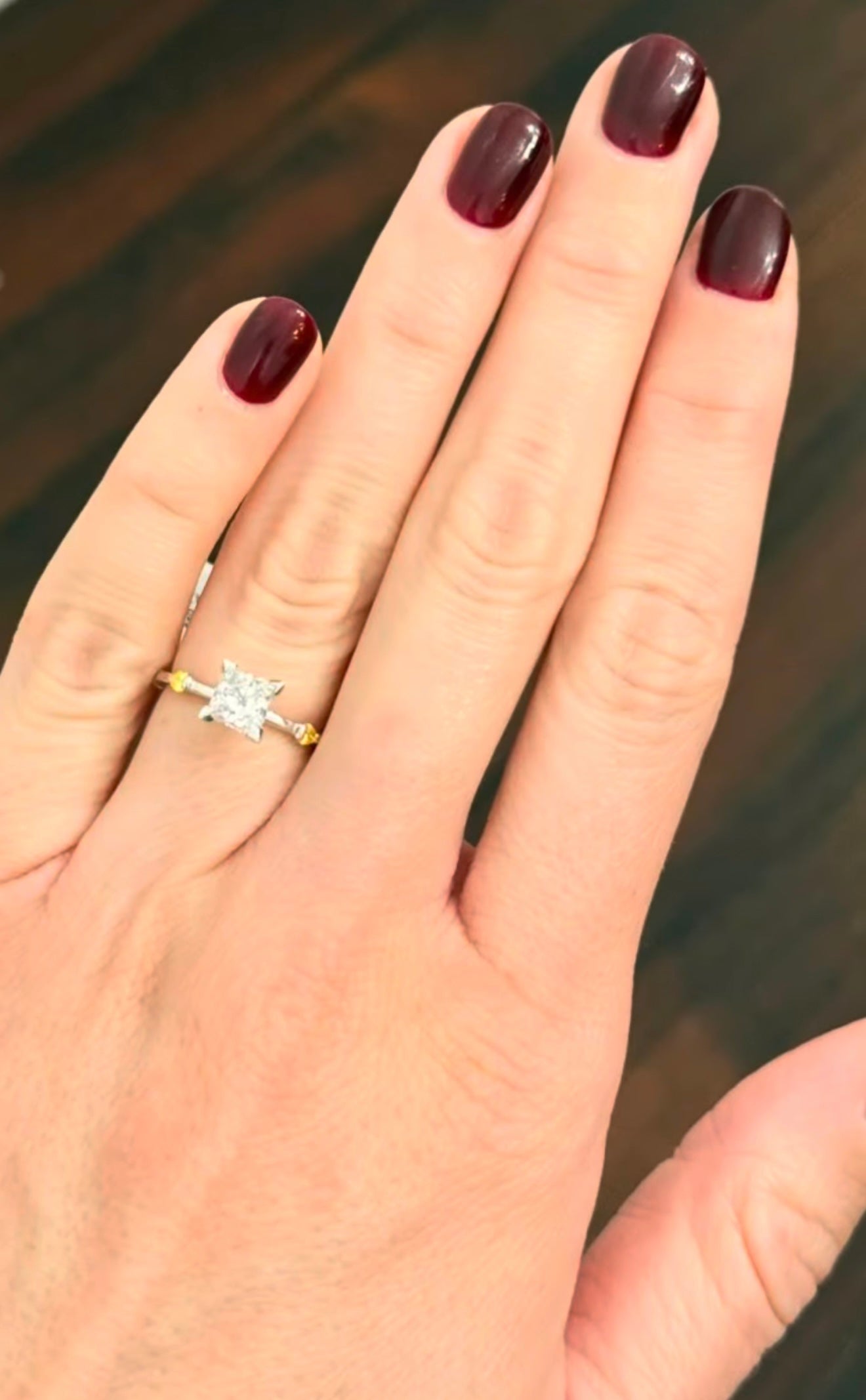 Princess Cut & Yellow Pear Shape Lab Diamond Ring