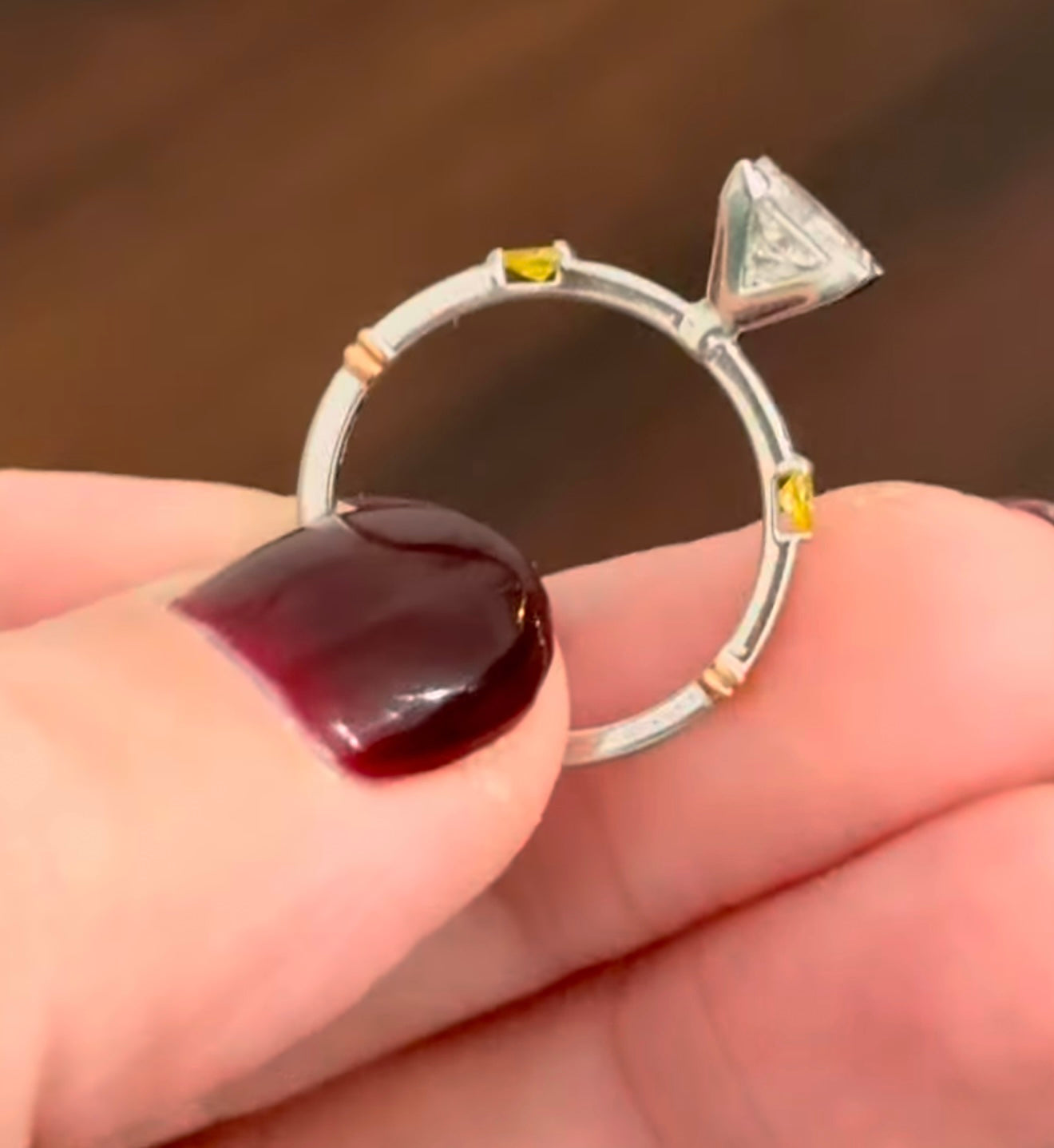 Princess Cut & Yellow Pear Shape Lab Diamond Ring