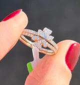 White & Rose Gold Lab Diamond Band Set