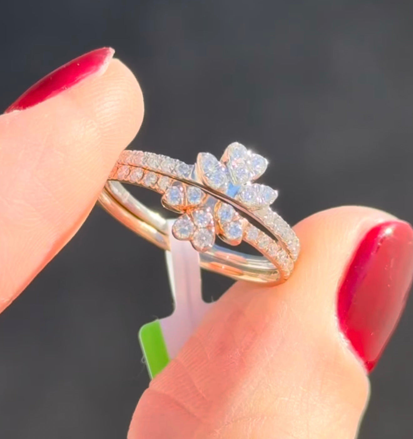 White & Rose Gold Lab Diamond Band Set