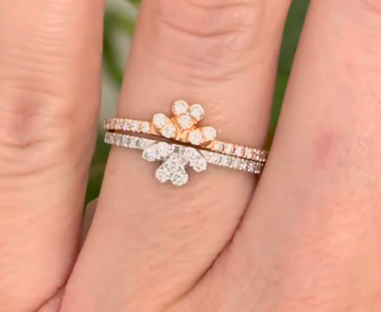 White & Rose Gold Lab Diamond Band Set