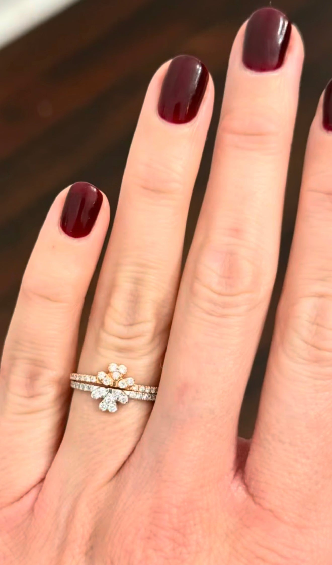 White & Rose Gold Lab Diamond Band Set