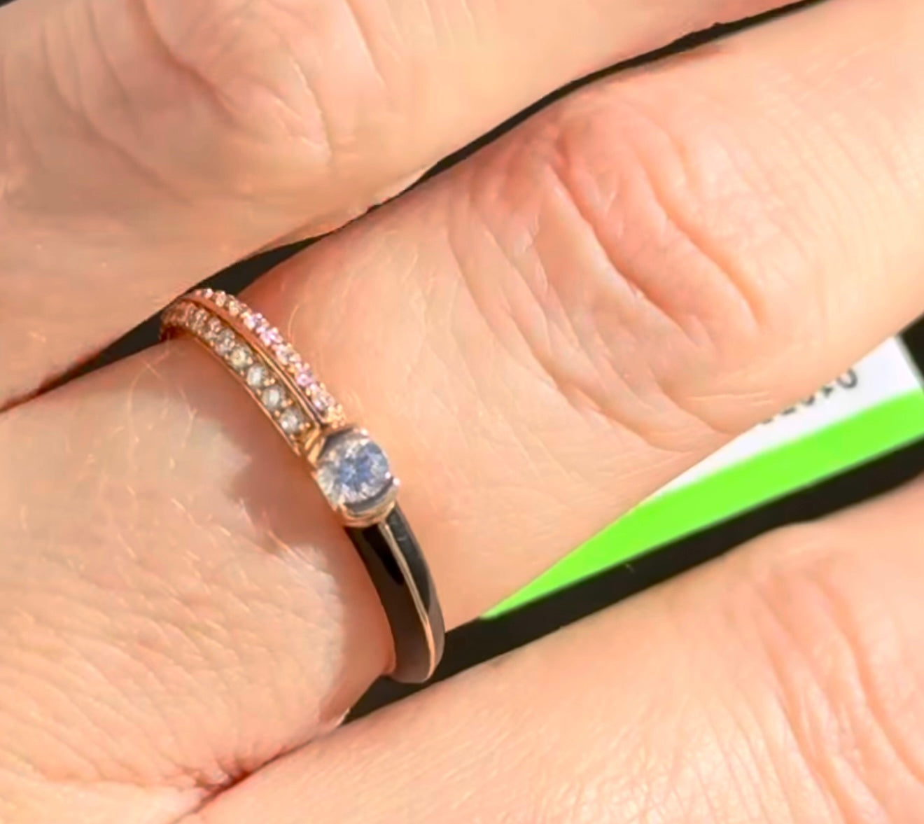 Rose Gold & Enamel Lab Diamond Ring