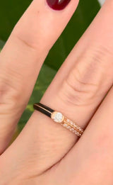 Rose Gold & Enamel Lab Diamond Ring
