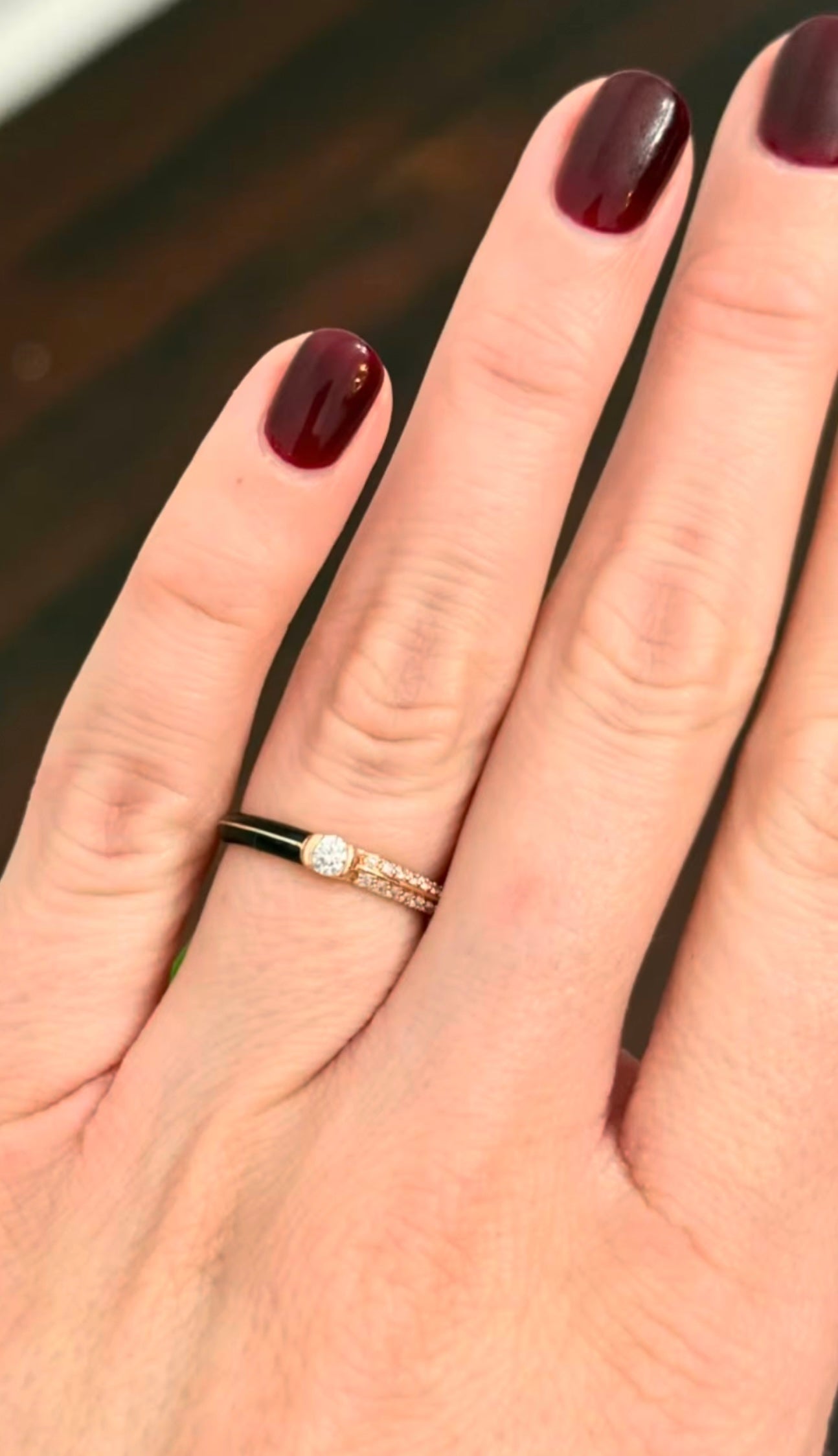 Rose Gold & Enamel Lab Diamond Ring