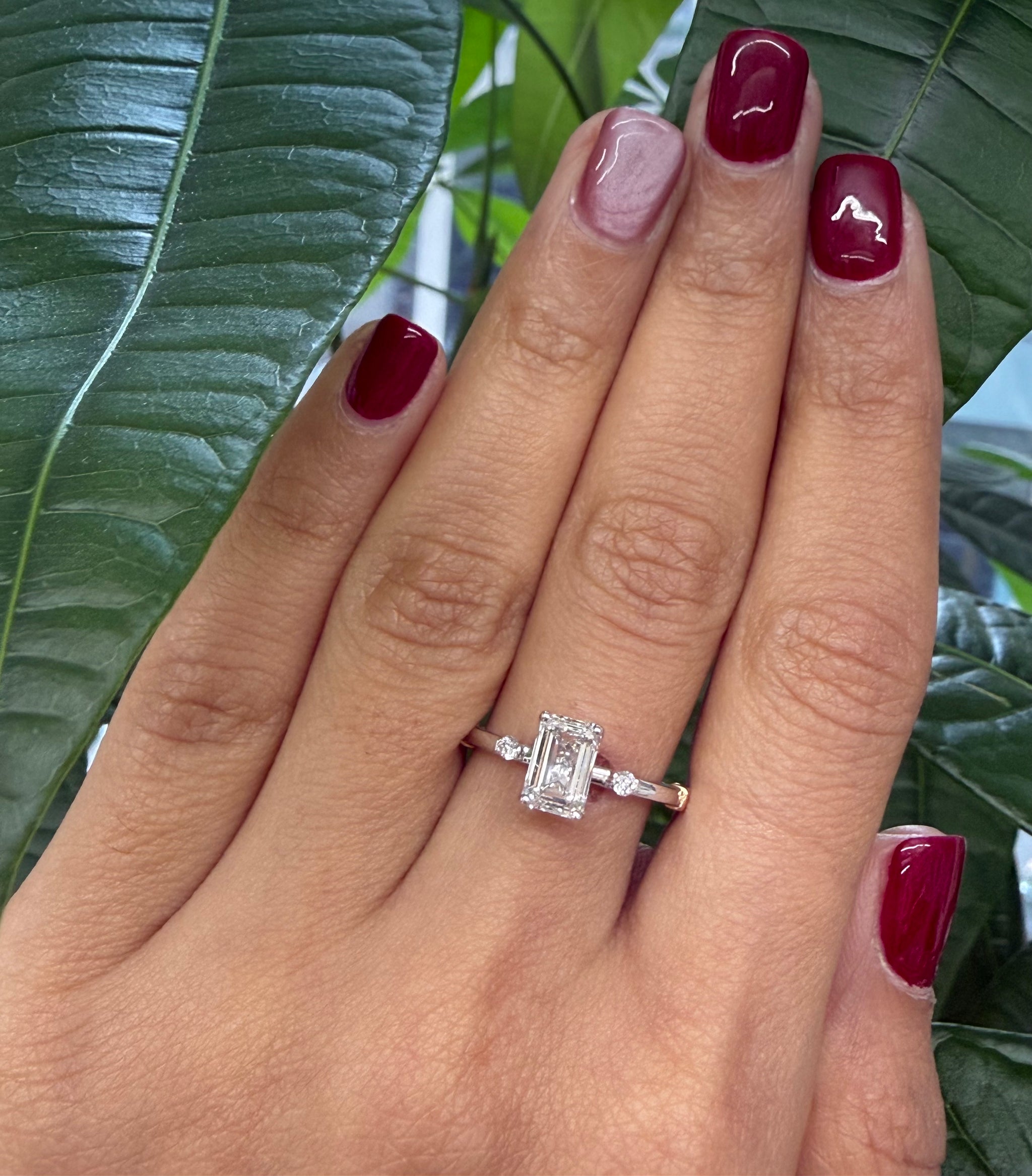 Emerald Solitaire Lab Diamond Ring