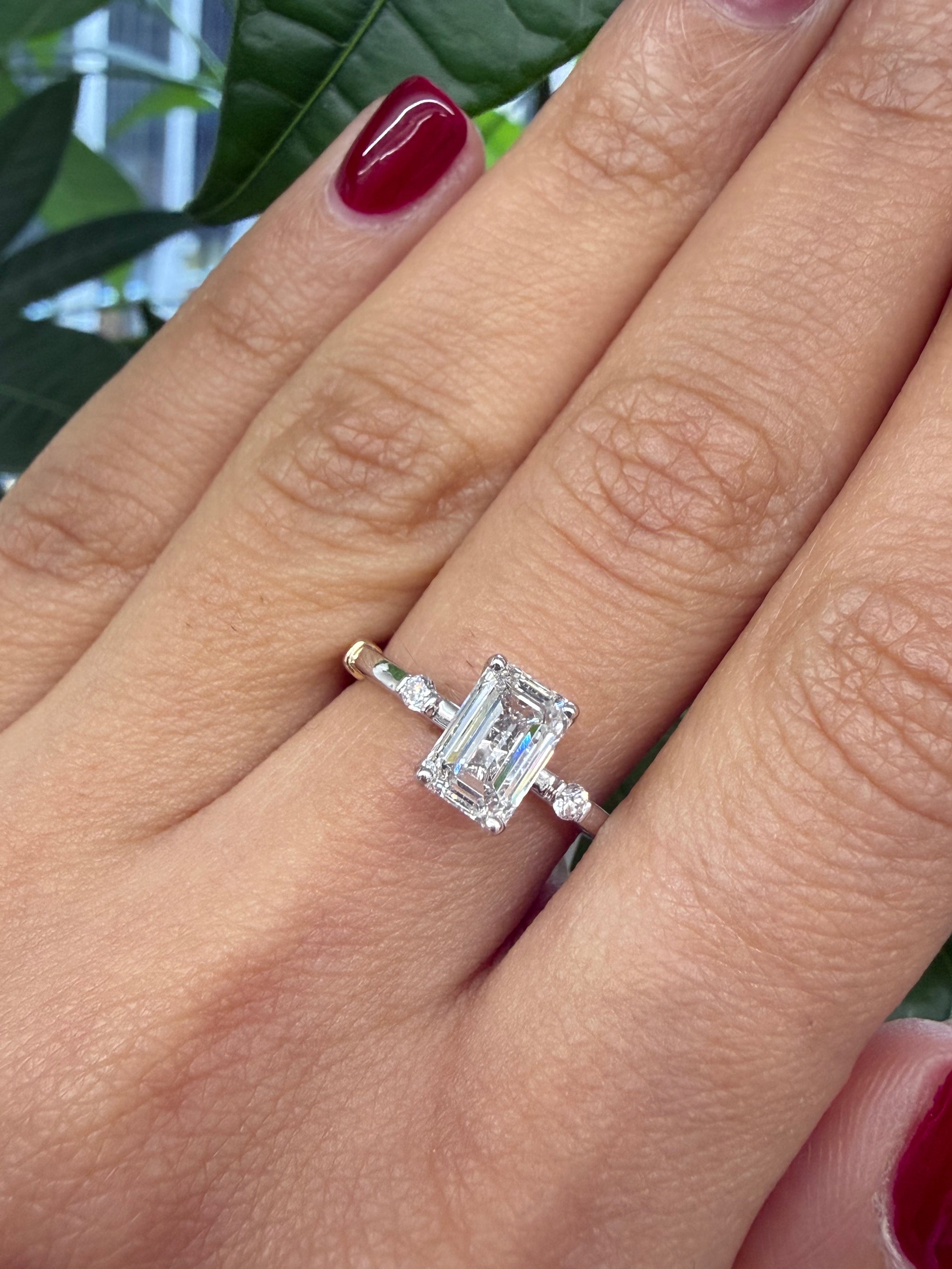 Emerald Solitaire Lab Diamond Ring