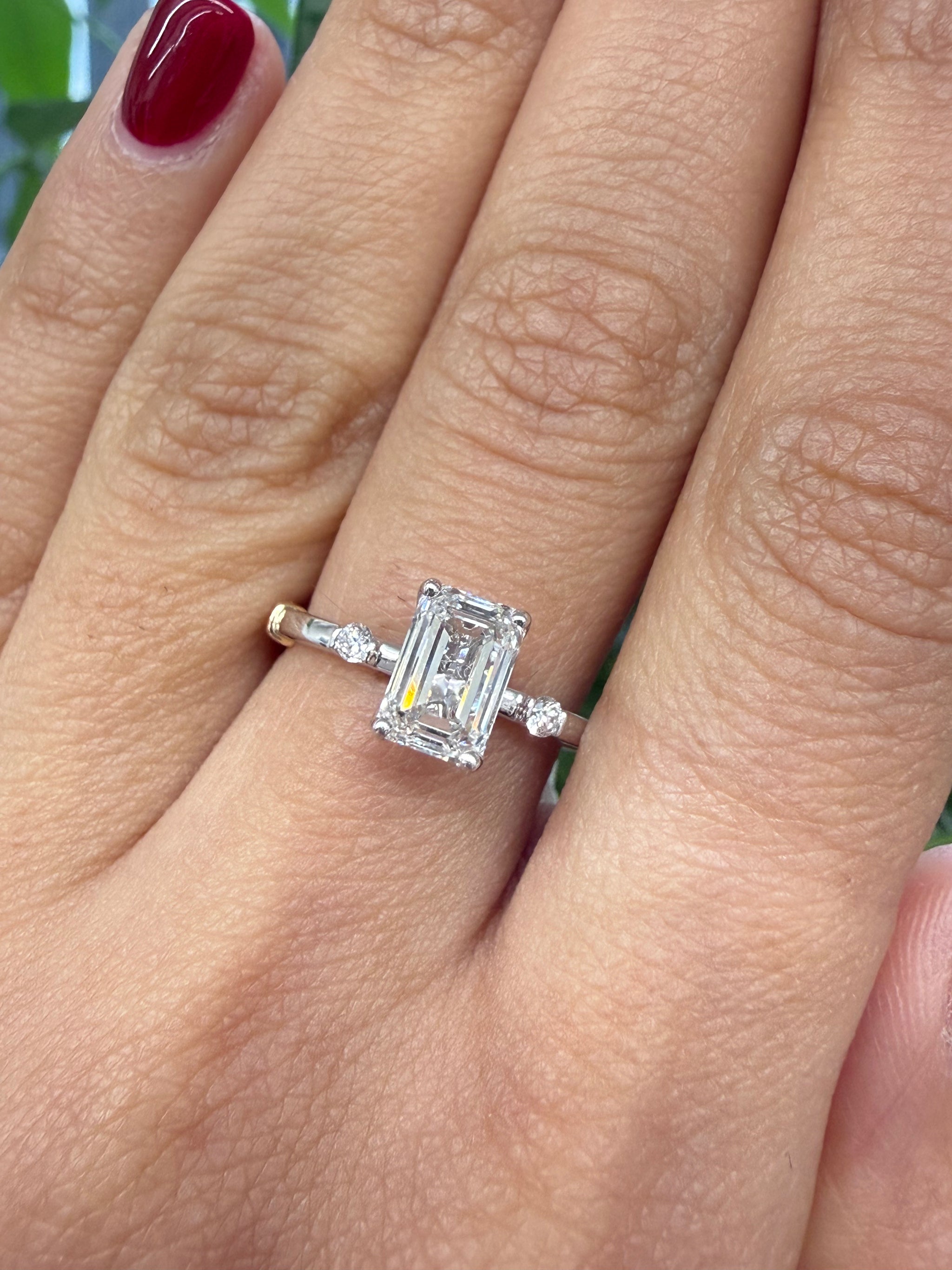 Emerald Solitaire Lab Diamond Ring