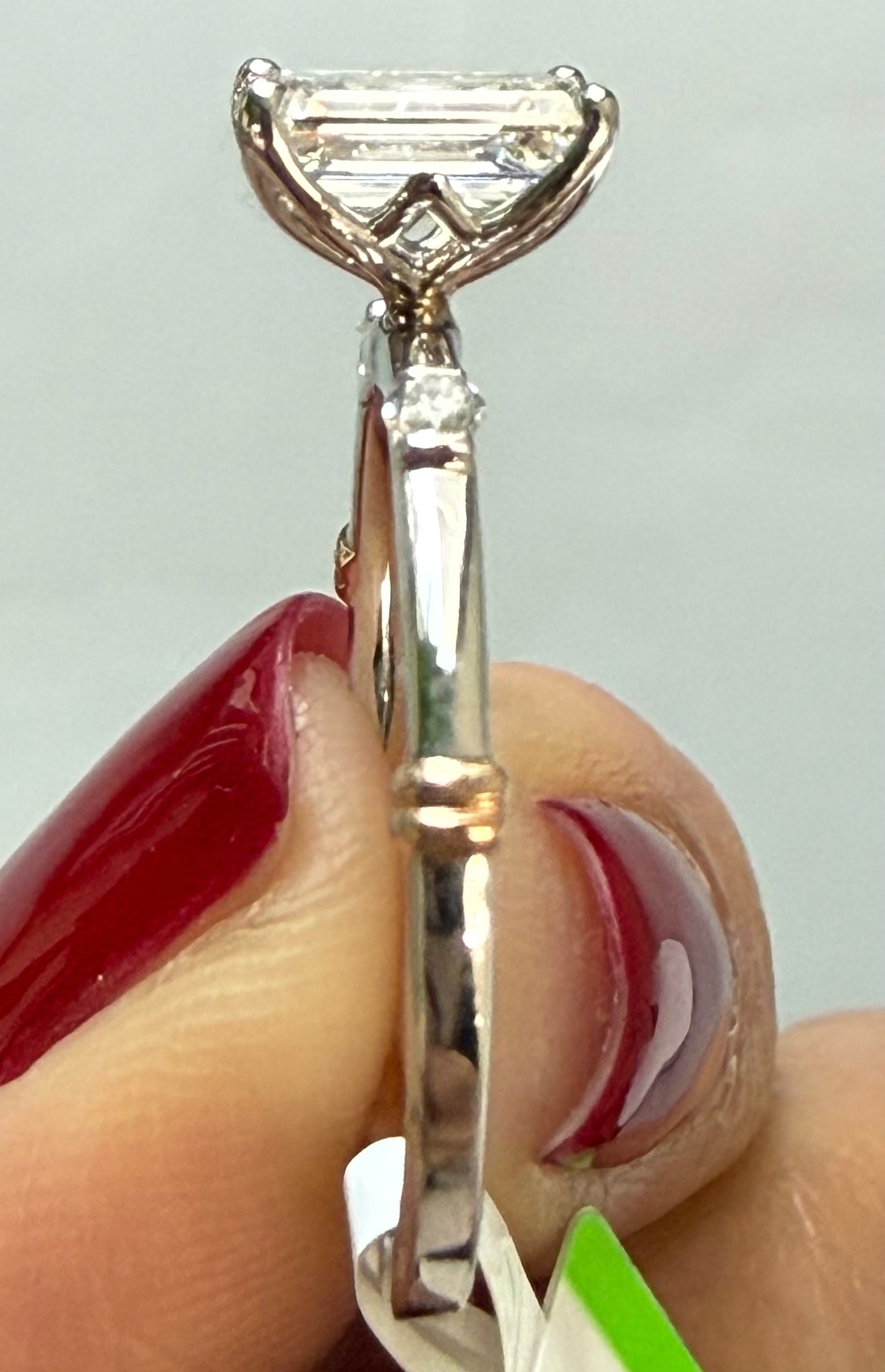 Emerald Solitaire Lab Diamond Ring