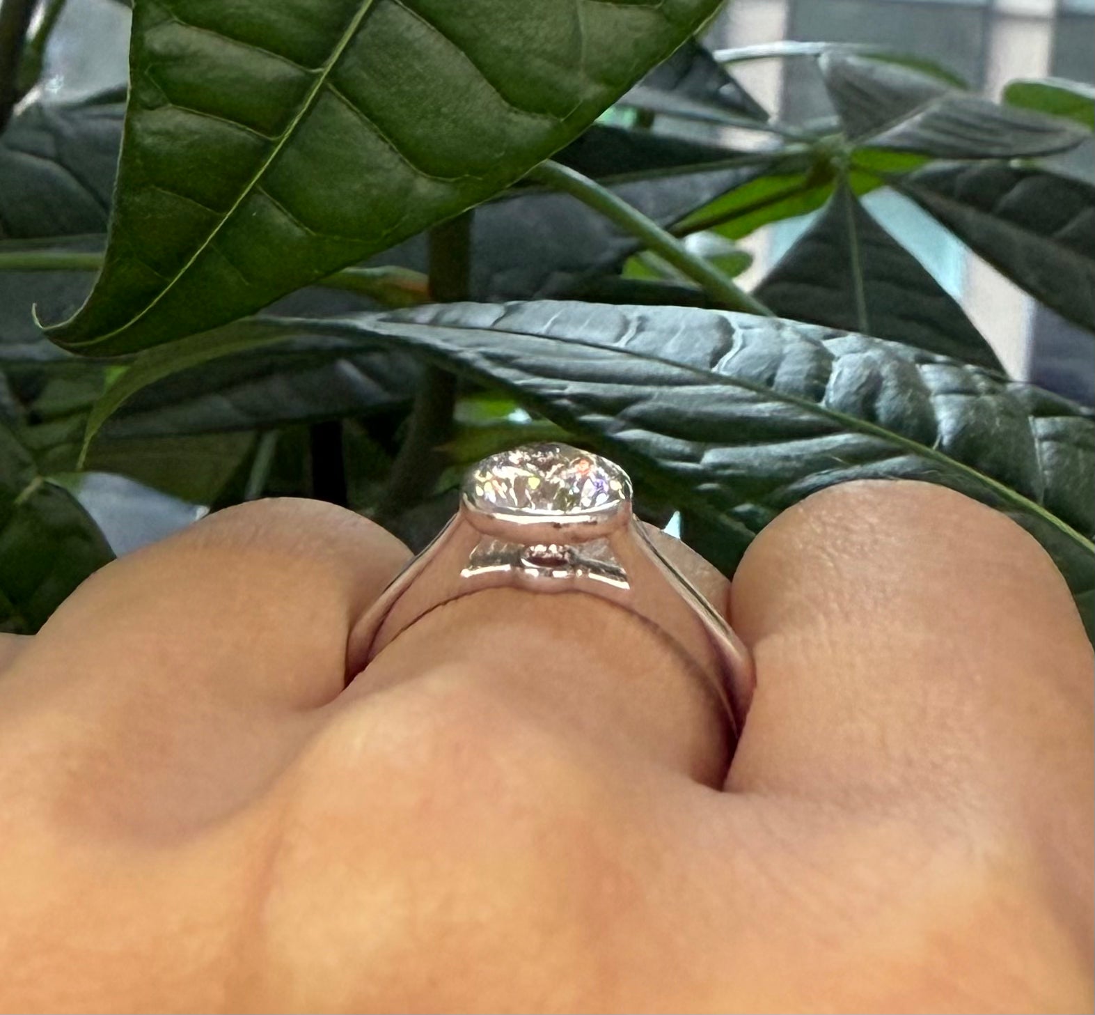 Round Bezel Set Lab Diamond Ring