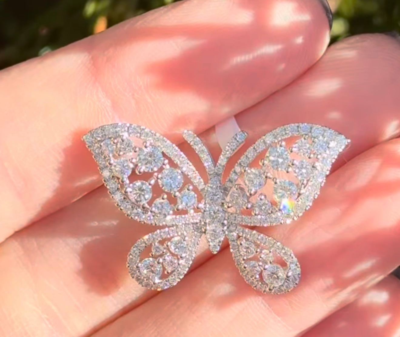 White Gold Lab Diamond Butterfly Pendant