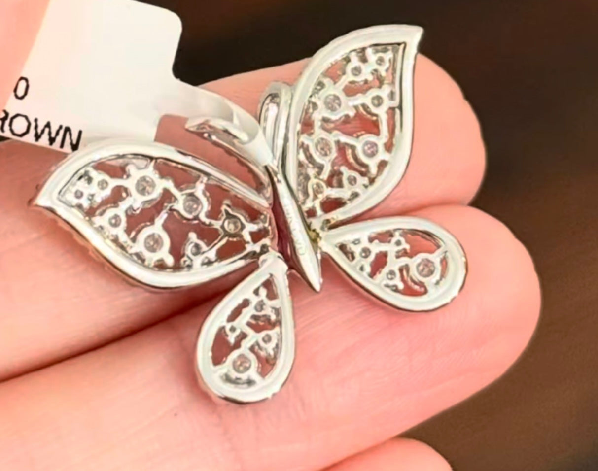White Gold Lab Diamond Butterfly Pendant