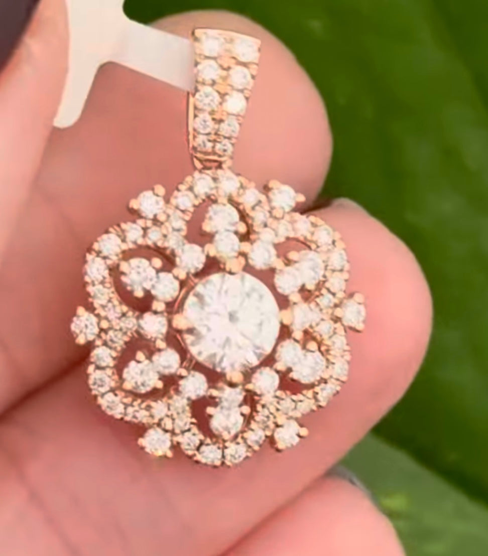 Lab Diamond Flower Pendant
