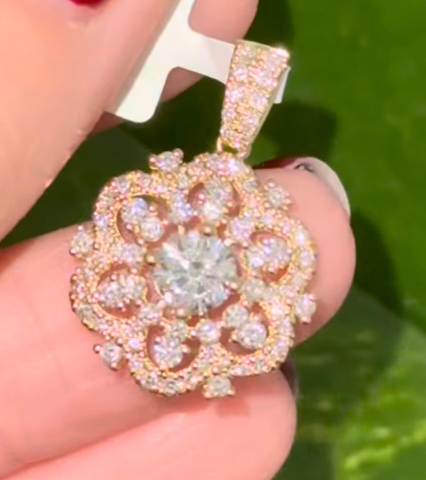 Lab Diamond Flower Pendant