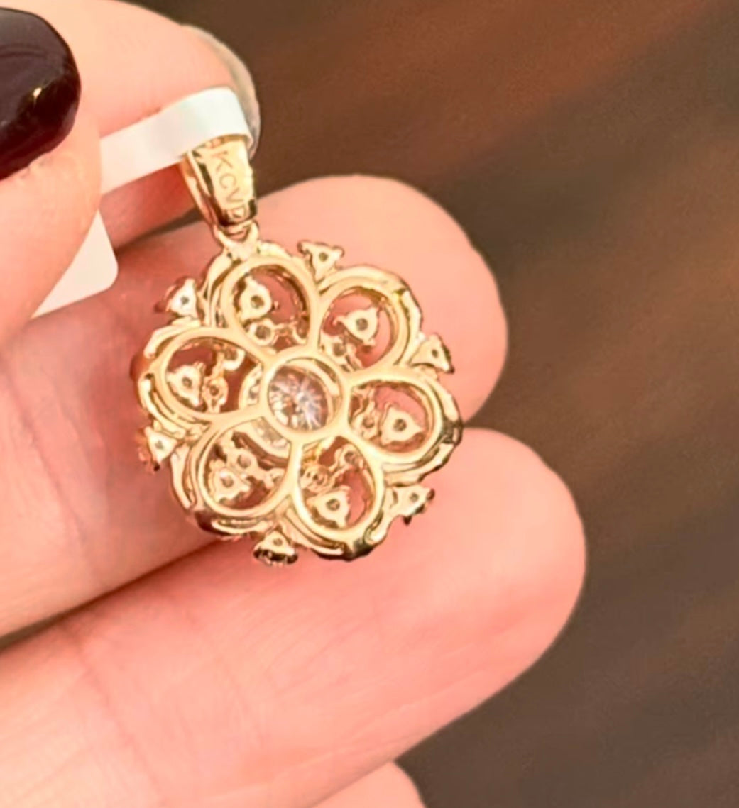 Lab Diamond Flower Pendant