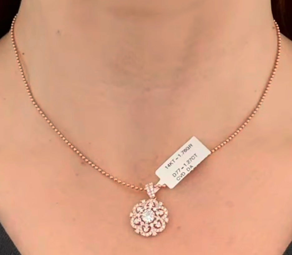 Lab Diamond Flower Pendant