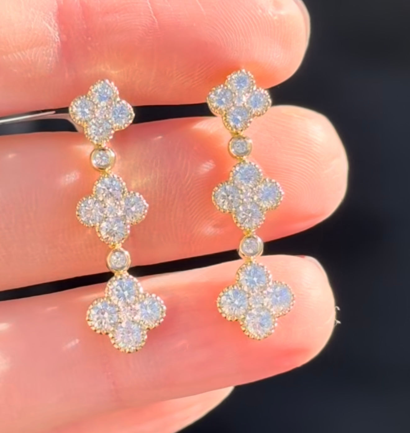 Yellow Gold Lab Diamond Clover Earrings