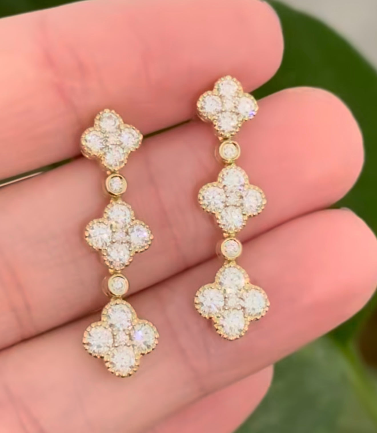 Yellow Gold Lab Diamond Clover Earrings