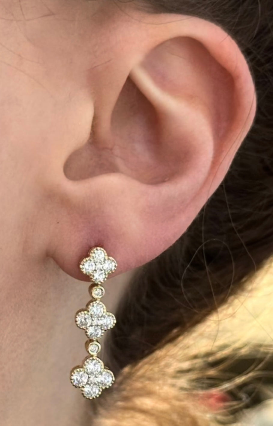 Yellow Gold Lab Diamond Clover Earrings