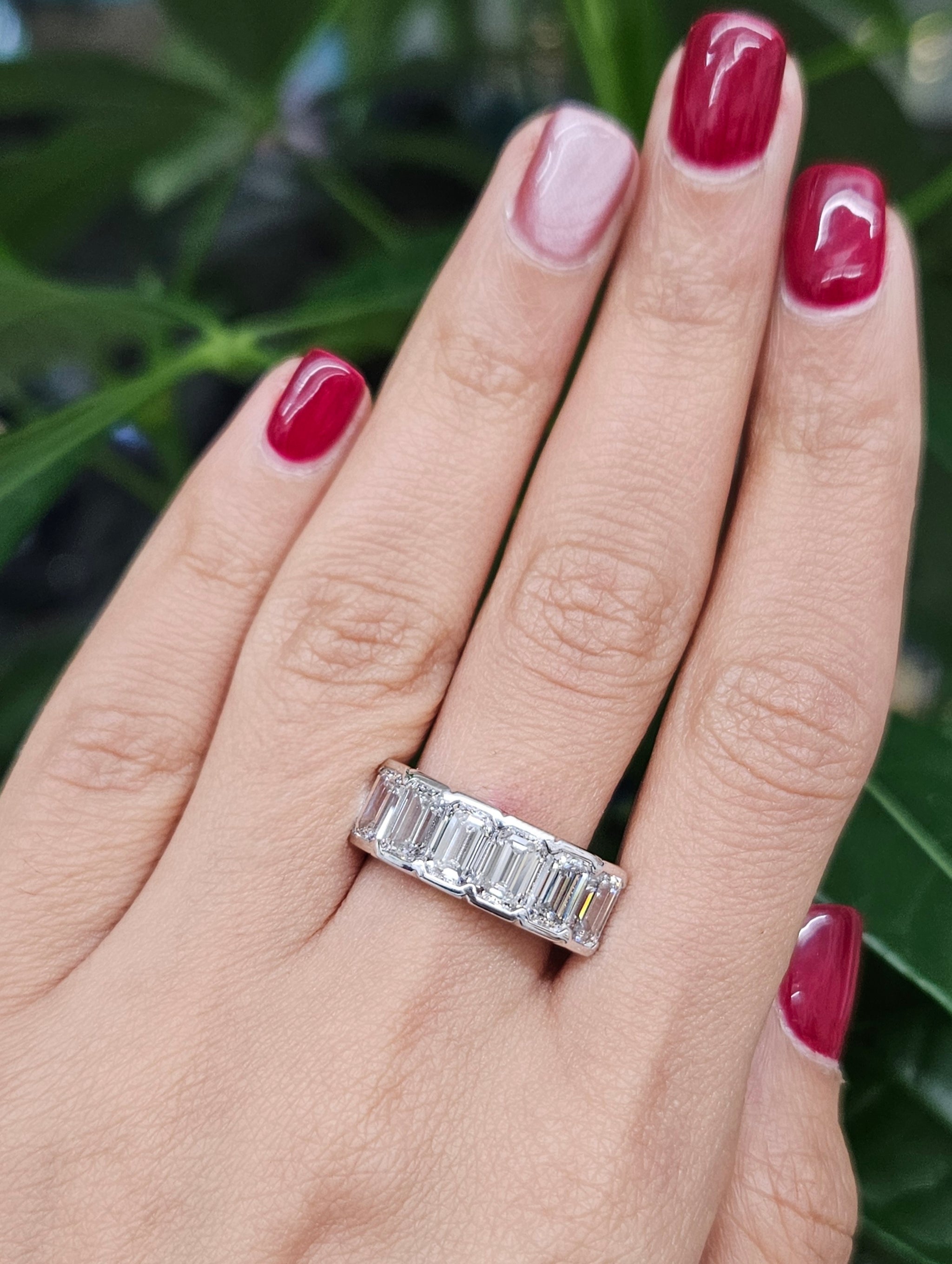 3ct Emerald Platinum Band