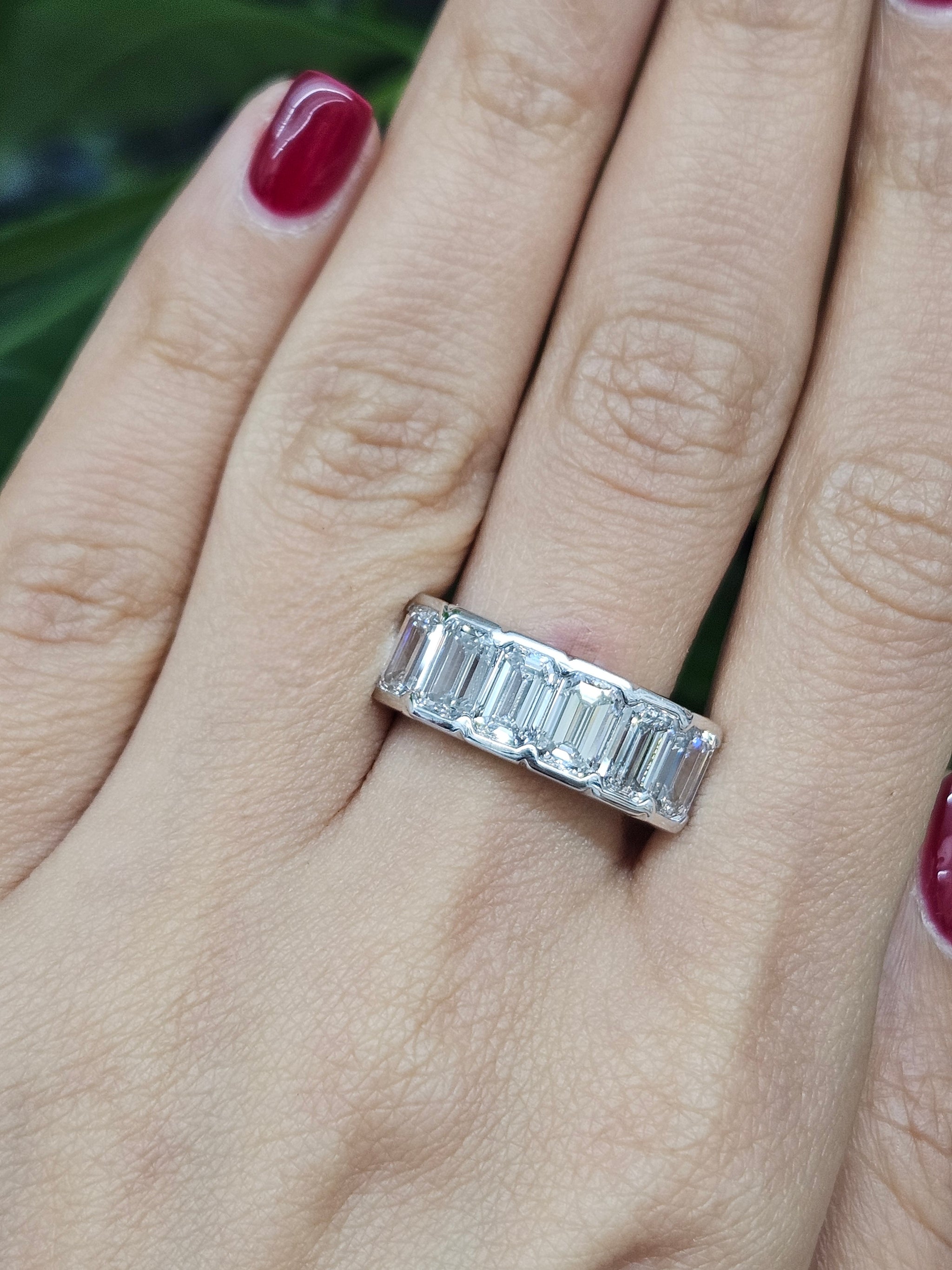 3ct Emerald Platinum Band