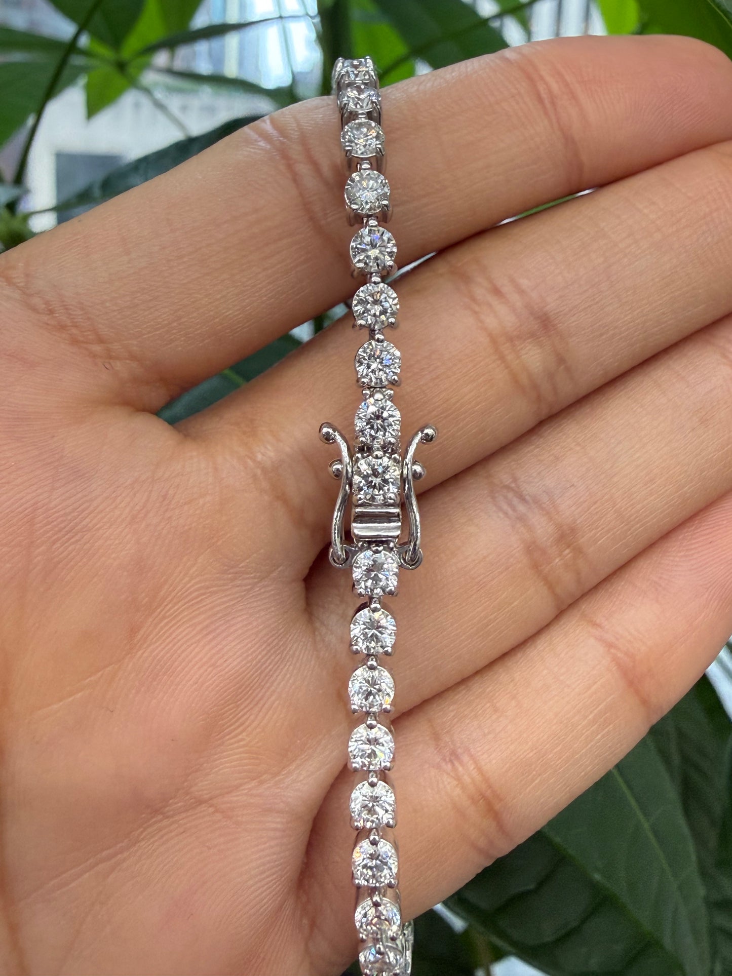 14K White Gold 3 Prongs 7" Tennis Bracelet