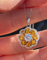 White Gold with Orange Pear Shape Lab Diamond Necklace